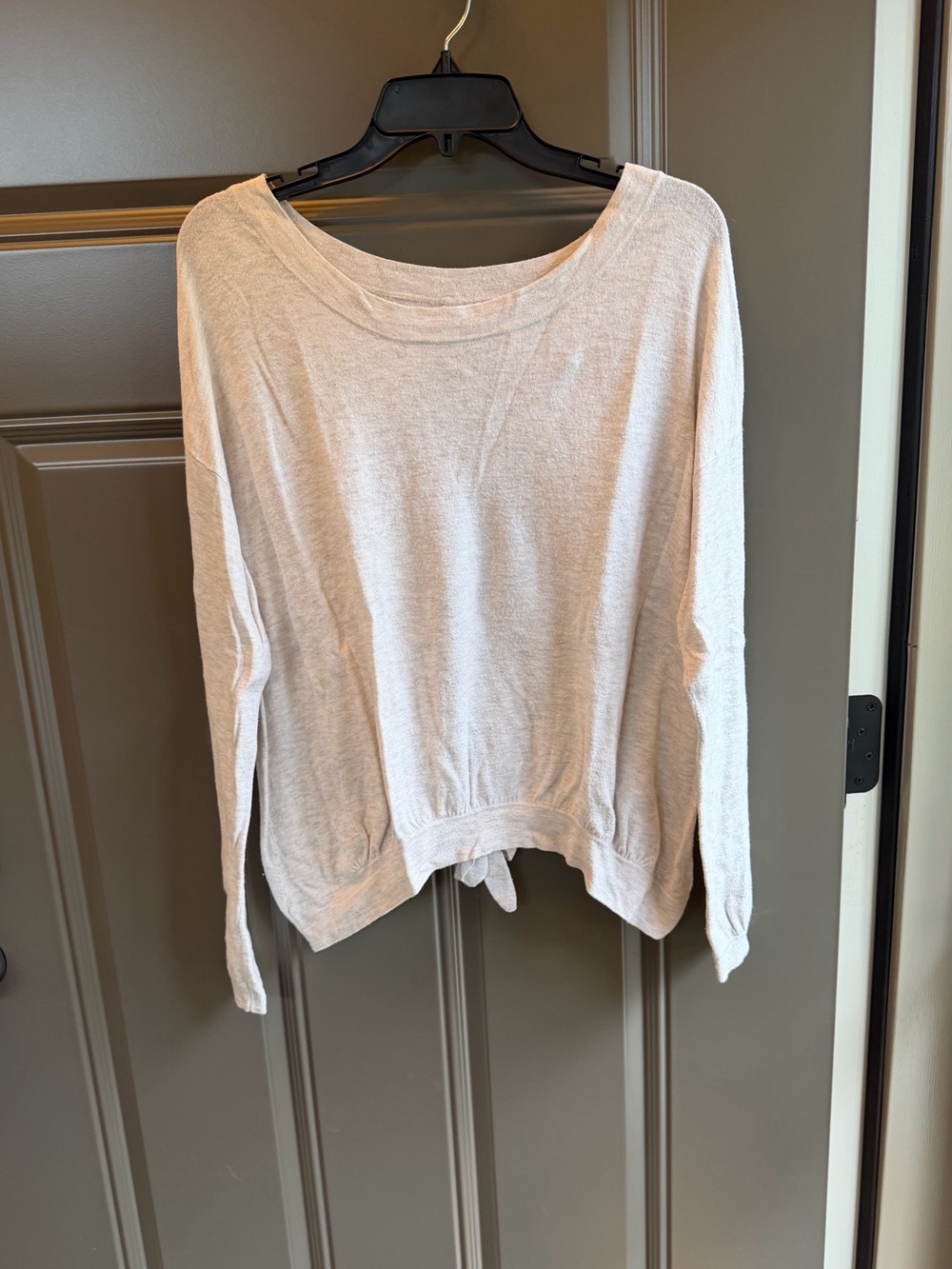 Aerie Beige Crew-Neck Open Back Tie-Hem Sweater, Size XL